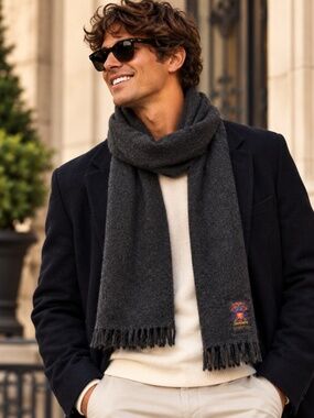100% Cashmere Charcoal Scarf West Germany Old Money Quiet Luxury Unisex Cozy